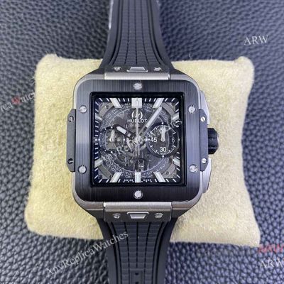 BBF1:1 Clone Hublot Square Bang Unico King Titanium Ceramic 42mm Black Strap